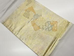 引箔色紙に花唐草・古典柄模様織出し開き名古屋帯（額縁仕立て）